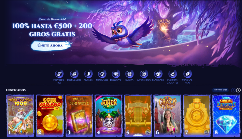 SpiNight Casino Diseño de la Interfaz