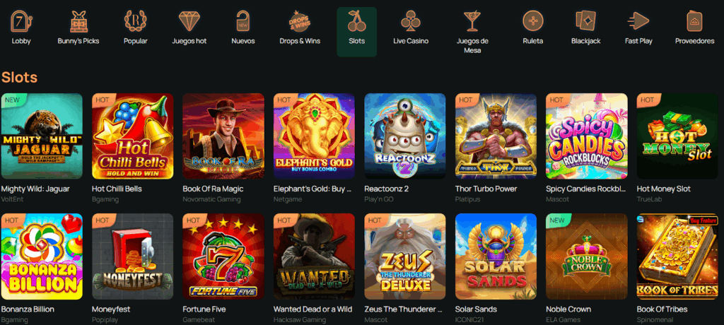 Juegos disponibles en Ritzo Casino