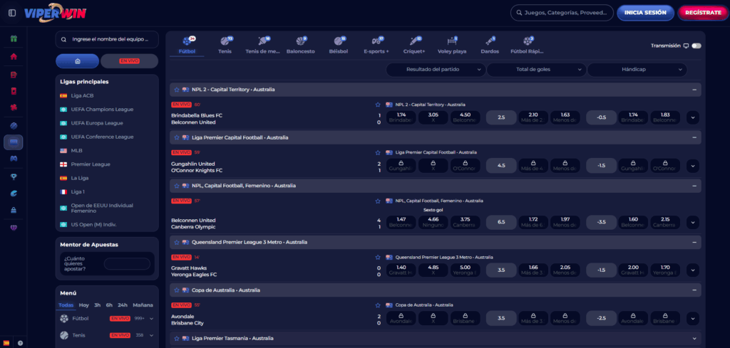 Visión General de Apuestas Deportivas en ViperWin