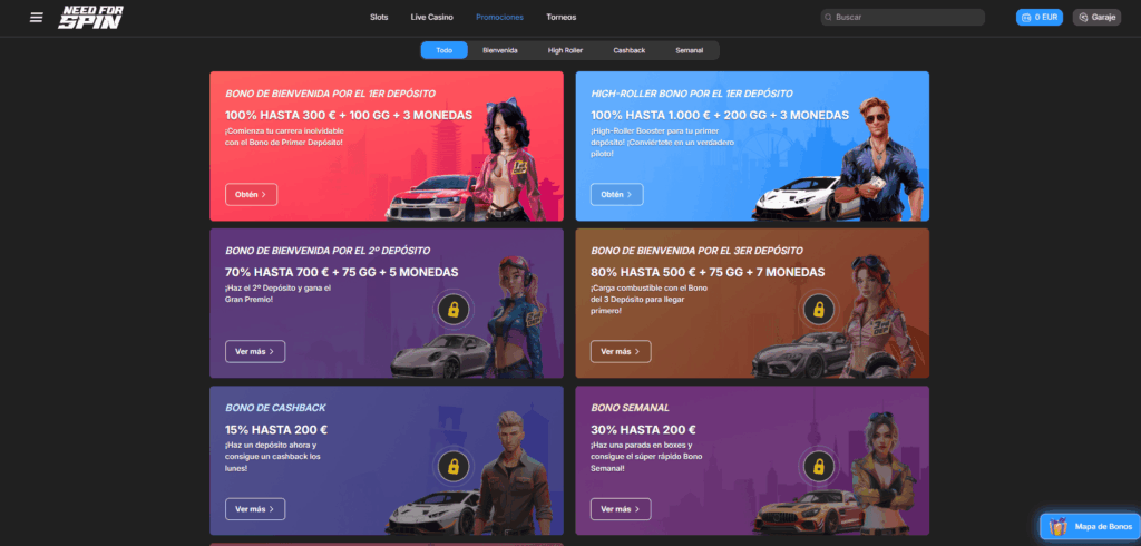 Bonos y Promociones en NeedForSpin